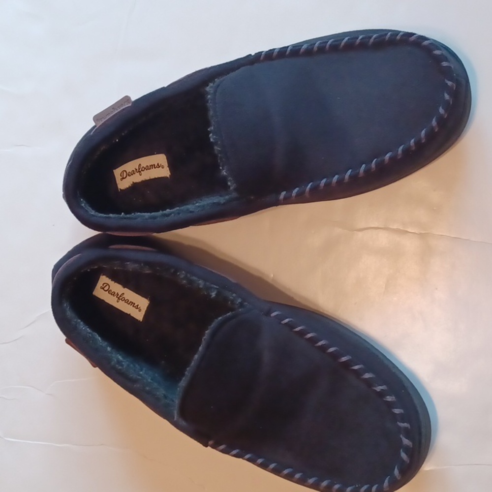 Dearfoams Men's Breathable Memory Foam Indoor Outdoor Keaton Moccasin Slipper